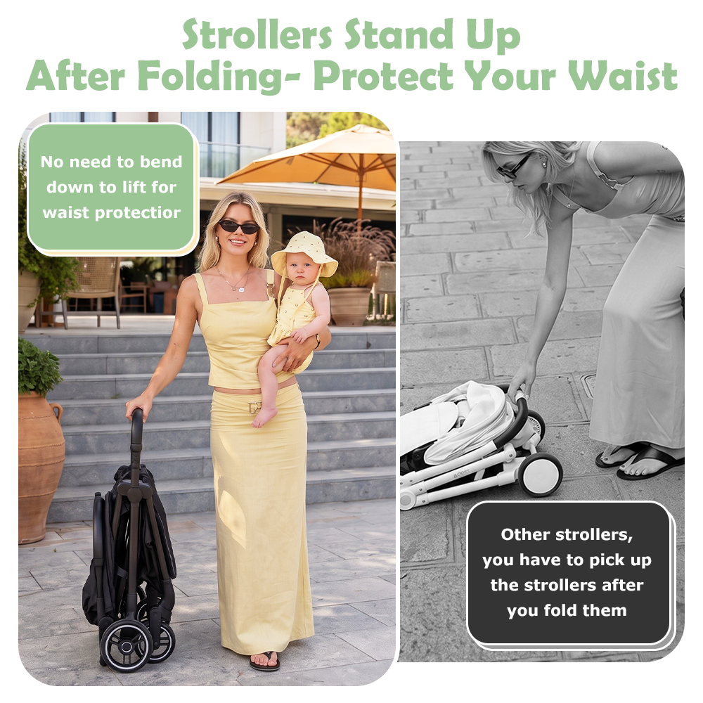 INFANS Lightweight Baby Stroller, One-Hand Gravity Fold, Compact Trave – Infansbaby