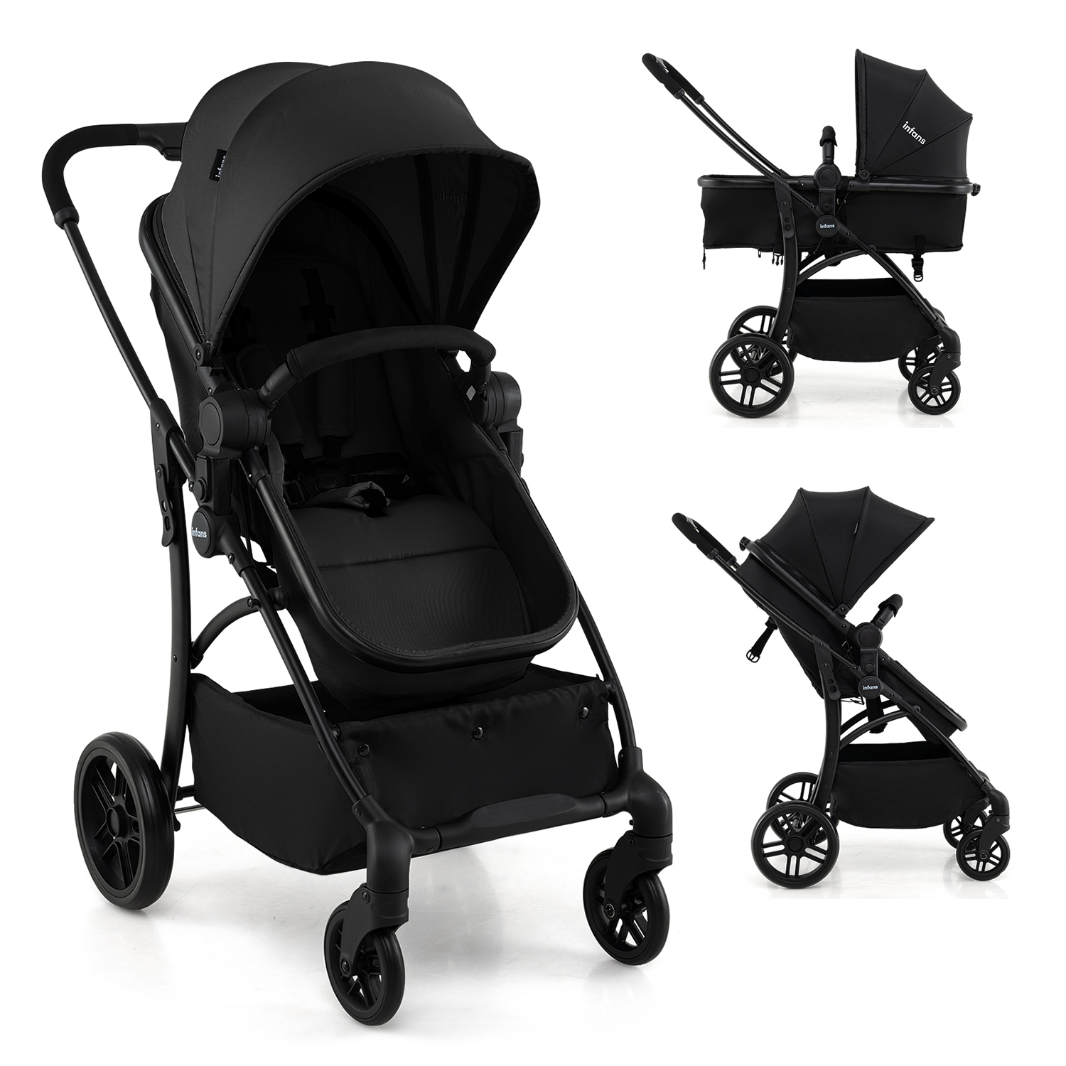 INFANS 2 in 1 Baby Stroller, Convertible Stroller with Reversible Seat – Infansbaby
