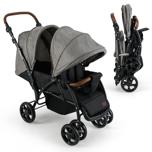 INFANS Double Stroller, Foldable Baby Tandem Stroller with Djustable B – Infansbaby