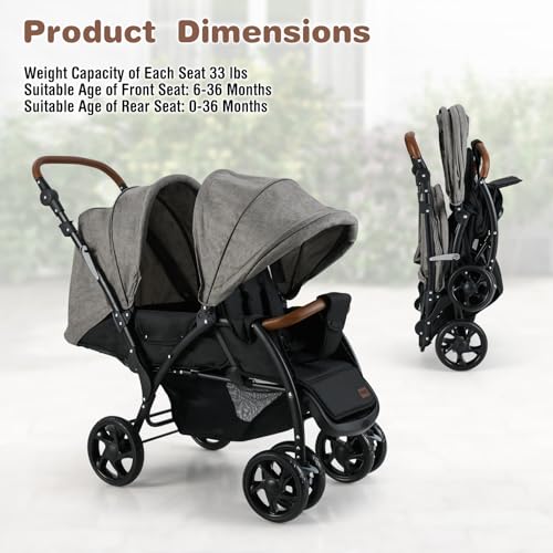 double convenience stroller INFANS Double Stroller, Foldable Baby Tandem Stroller with Djustable B – Infansbaby