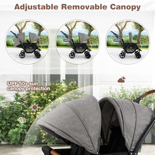 INFANS Double Stroller, Foldable Baby Tandem Stroller with Djustable B – Infansbaby