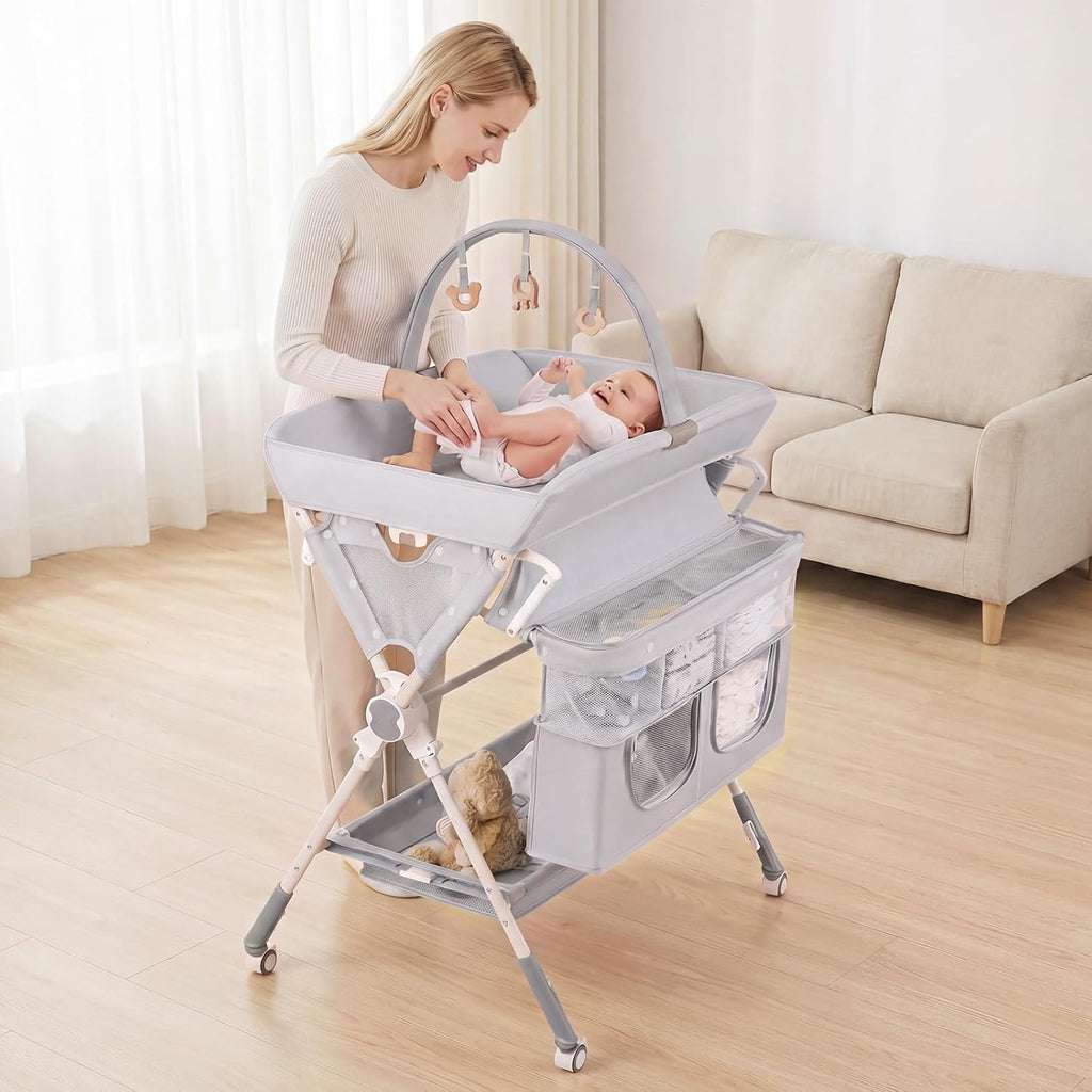 evenflo changing table INFANS Portable Foldable Baby Changing Table with Wheels, Adjustable H –  Infansbaby