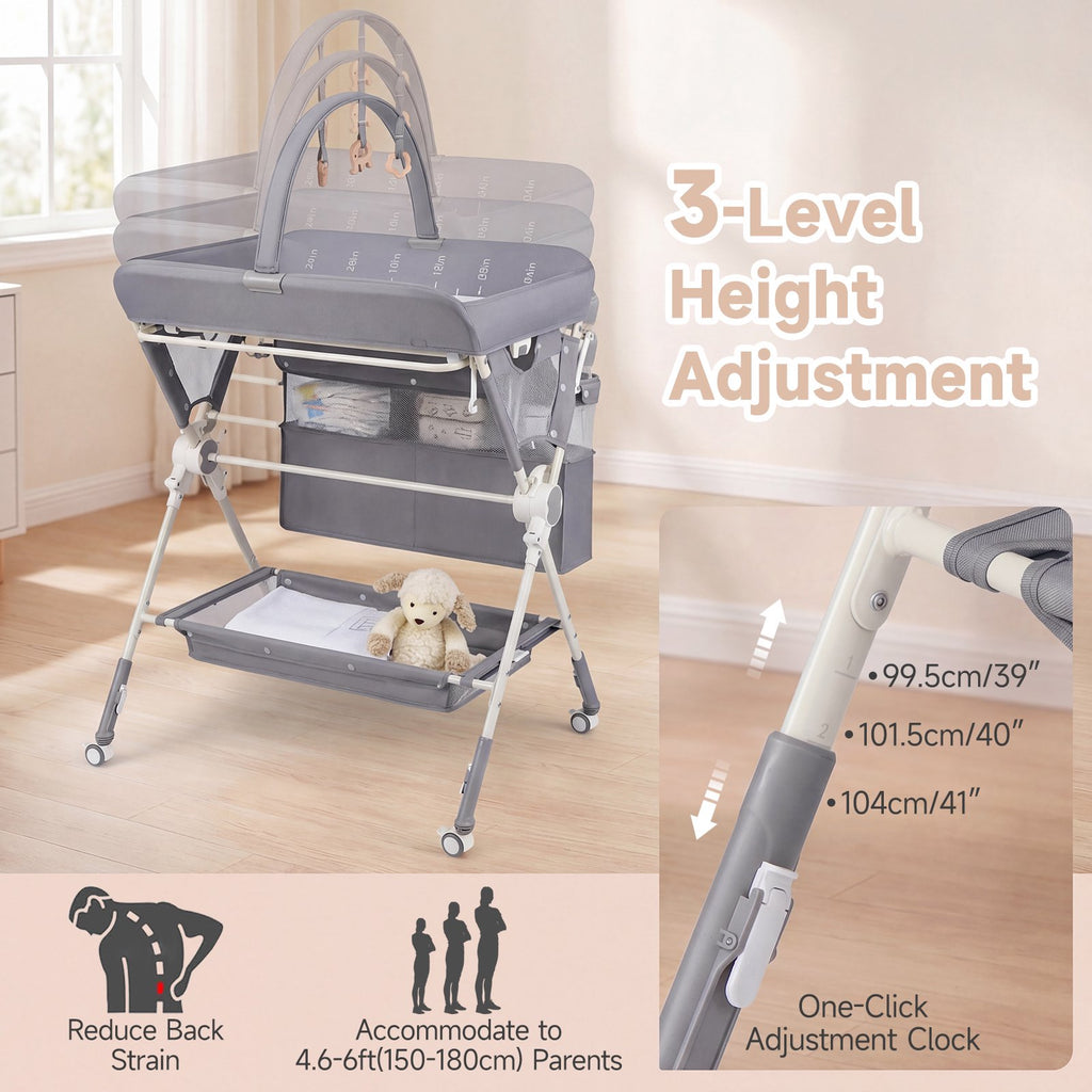 evenflo changing table INFANS Portable Foldable Baby Changing Table with Wheels, Adjustable H –  Infansbaby