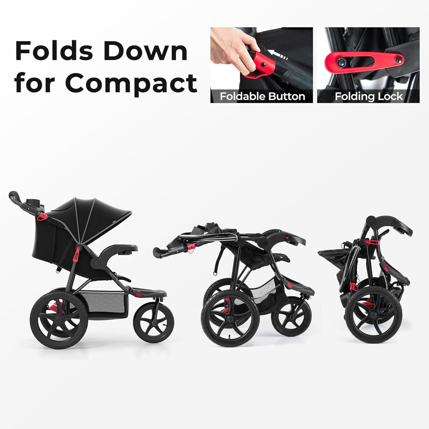 iso jogging stroller INFANS Jogging Stroller, Shock Absorbing, Dining Plate, Cup Holder, Adjustable Backrest, Lightweight, Grey