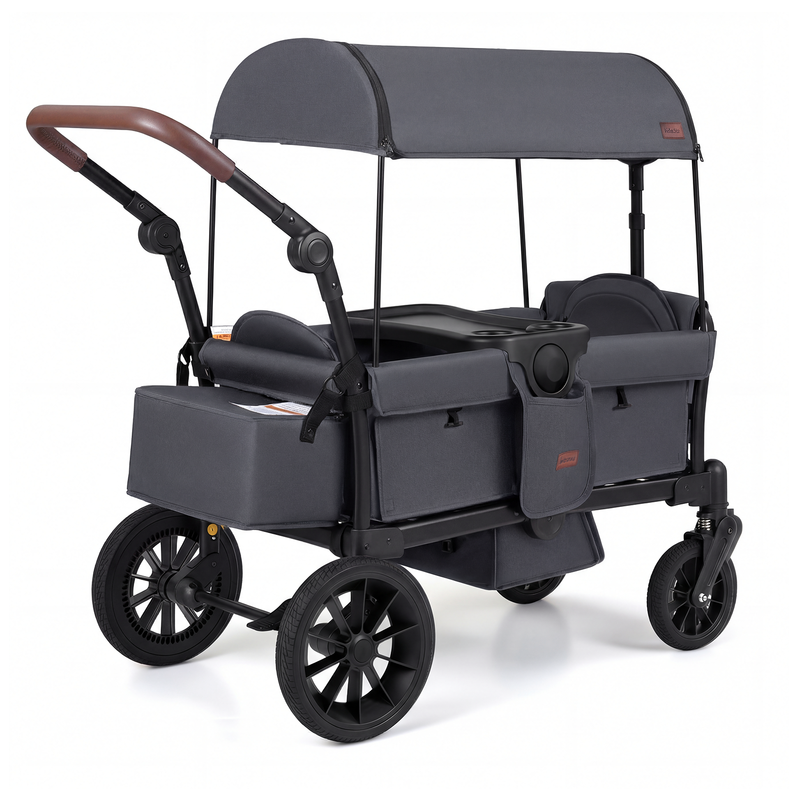 kids wagon stroller INFANS Wagon Stroller for 2 Kids Foldable Wagon Cart with Adjustable Handle Pull Bar for Infants Toddlers 6-36 Months, Black