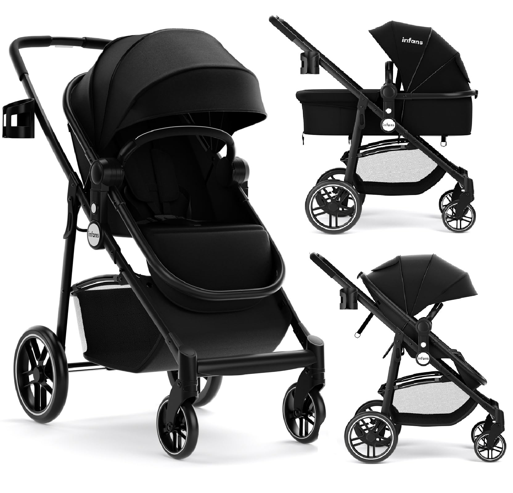 INFANS 2 in 1 Baby Stroller, High Landscape Infant Stroller & Reversib – Infansbaby