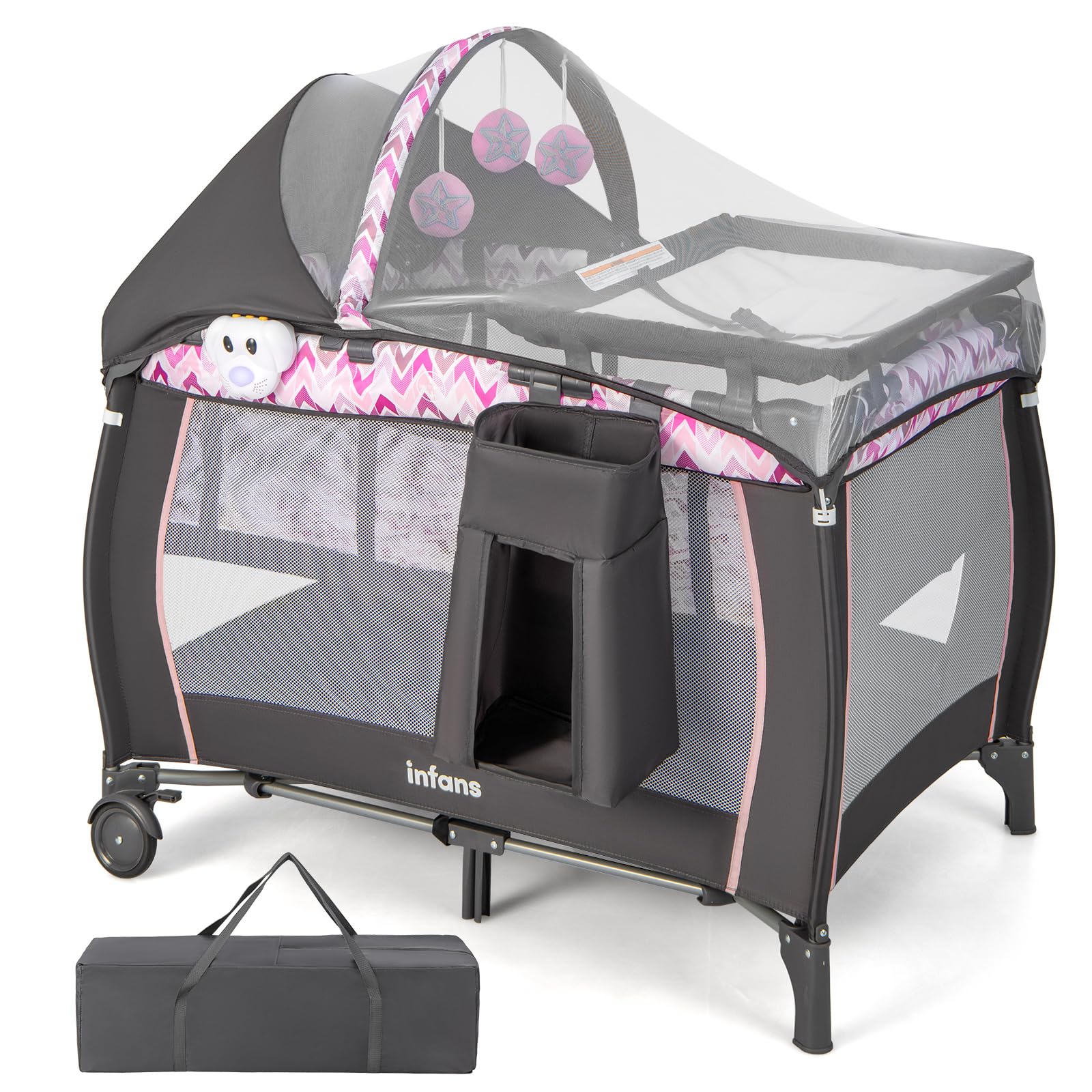 summer infant playard instructions INFANS 4 in 1 Pack and Play, Portable Baby Kid Infant, Travel Playard with Bassinet, Pink