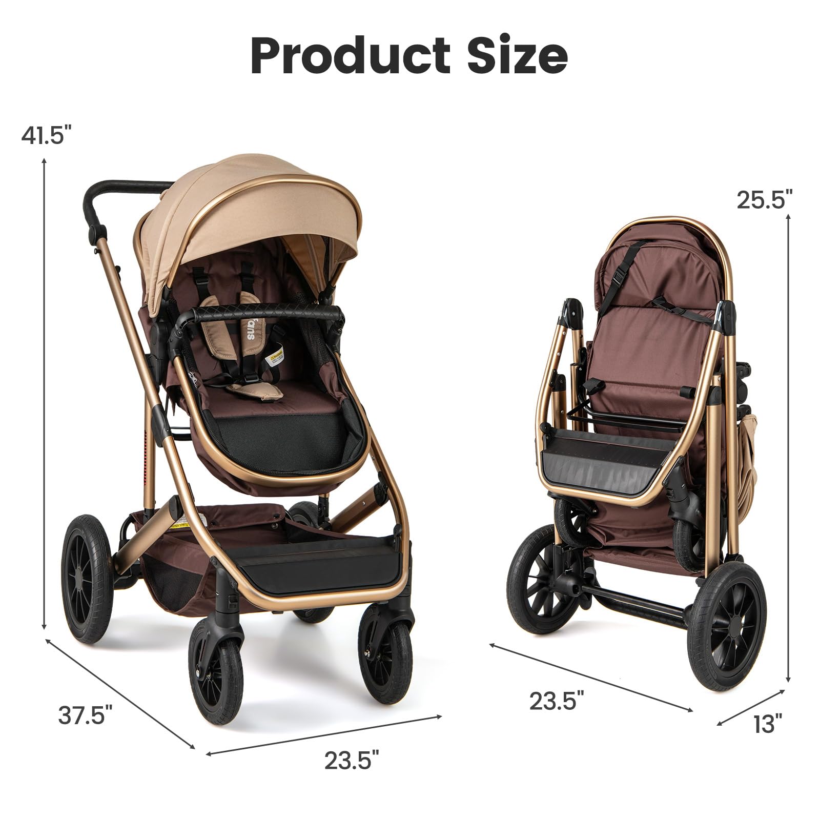 mini baby stroller INFANS 2 in 1 Baby Stroller, Folding Newborn Pram Convertible Stroller – Infansbaby