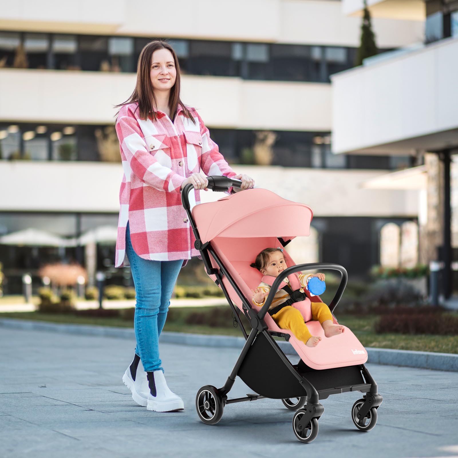 infans lightweight baby stroller aluminium frame w/ net for travel INFANS Lightweight Baby Stroller, One-Hand Gravity Fold, Compact Trave – Infansbaby