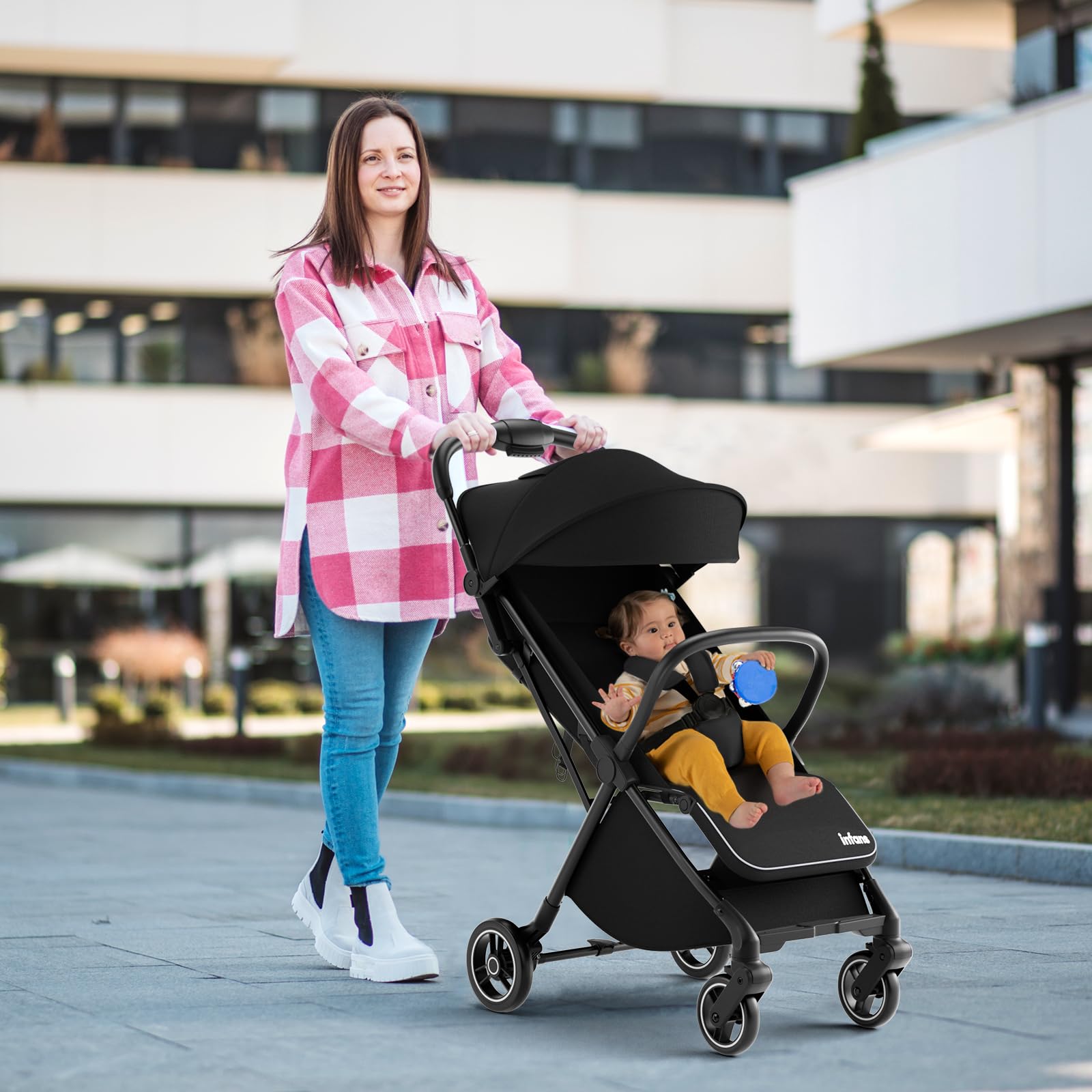 infans lightweight baby stroller aluminium frame w/ net for travel INFANS Lightweight Baby Stroller, One-Hand Gravity Fold, Compact Trave – Infansbaby