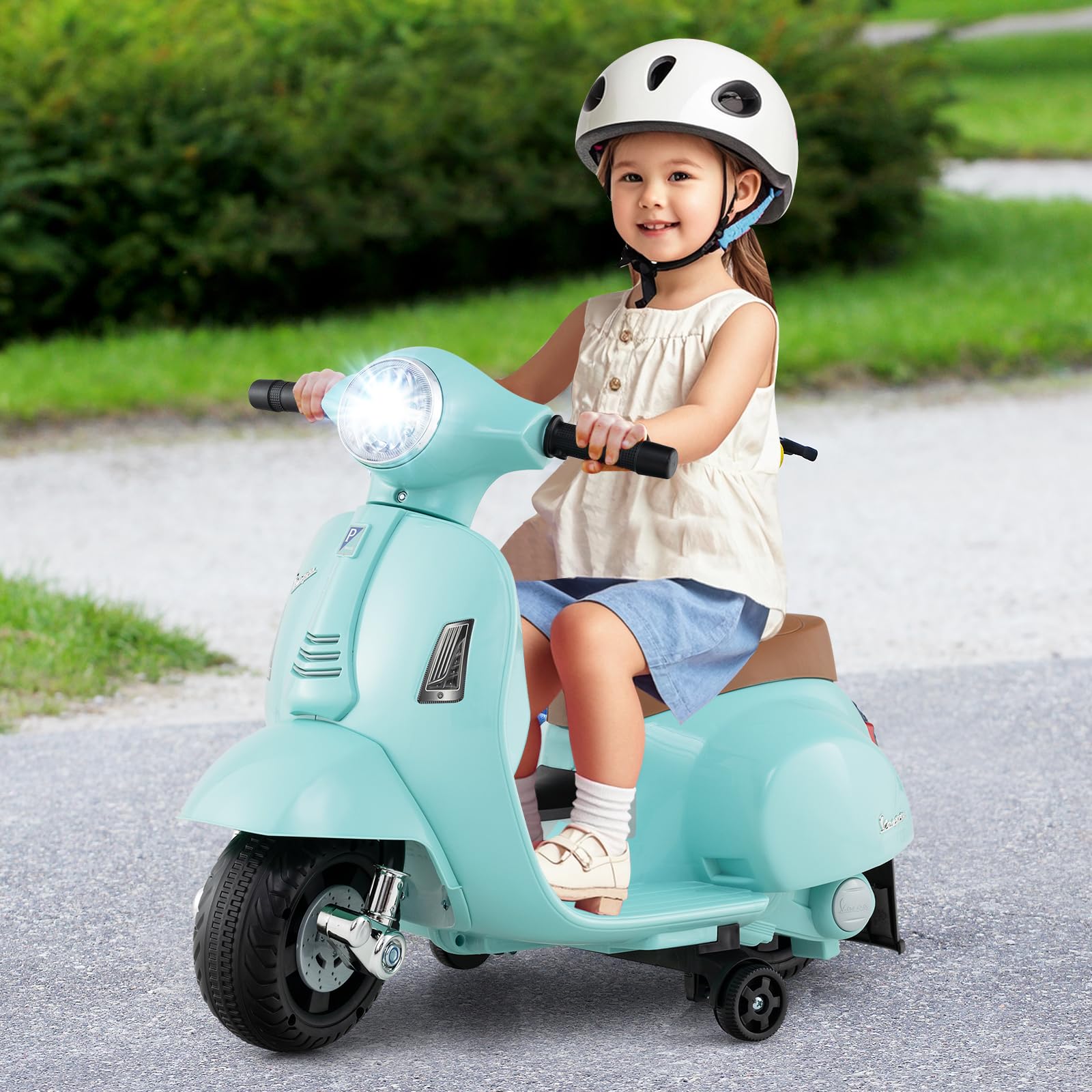 INFANS Licensed Vespa Kids Motorcycle, 6V Battery Powered