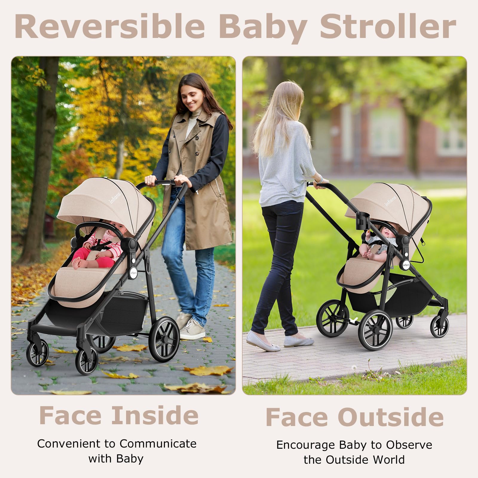infans double stroller INFANS 2 in 1 Baby Stroller, High Landscape Infant Stroller & Reversib – Infansbaby