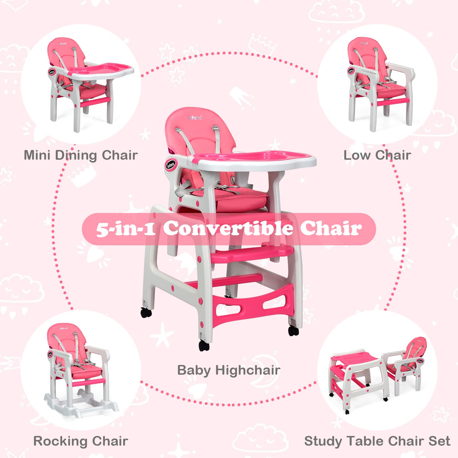 INFANS in Baby High Chair, Convertible Toddler Table Chair Set