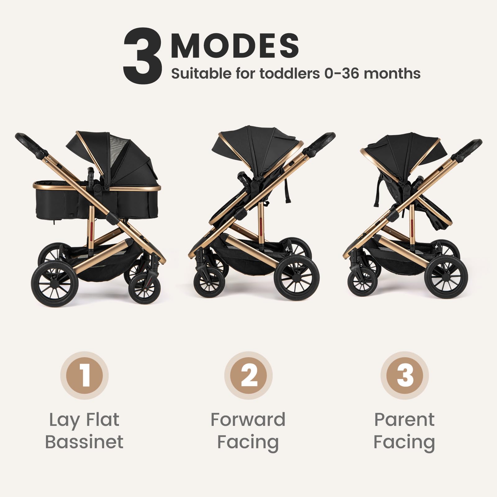baby stroller facing parent INFANS 2 in 1 Baby Stroller, Folding Newborn Pram Convertible Stroller – Infansbaby