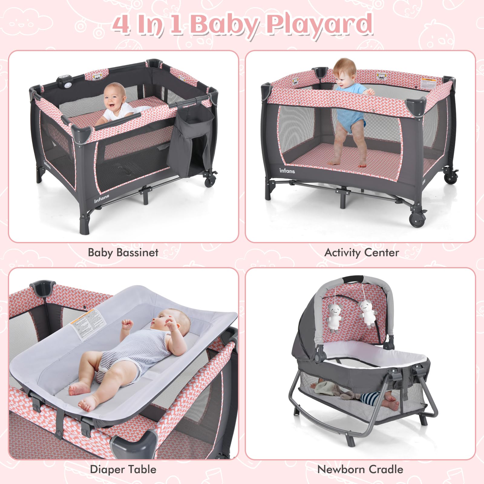INFANS in Pack and Play, Portable Nursery Center for Baby Kid