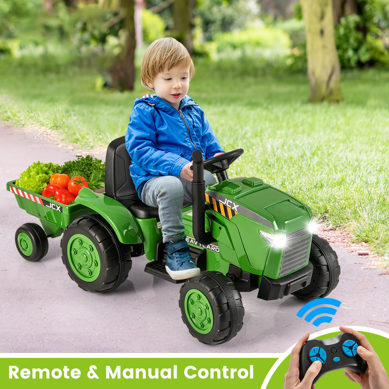 INFANS 12V Kids Ride on Tractor, Battery Powered Motorized