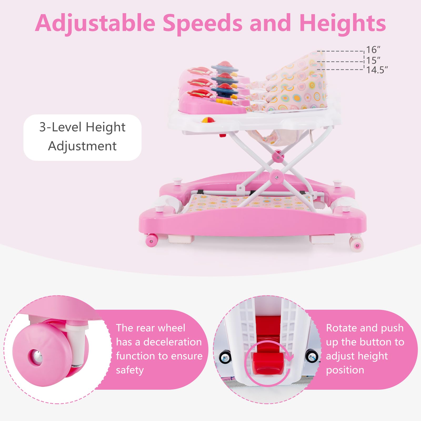 OLAKIDS Baby Walker, in Behind Walker Learning Seated Rocker