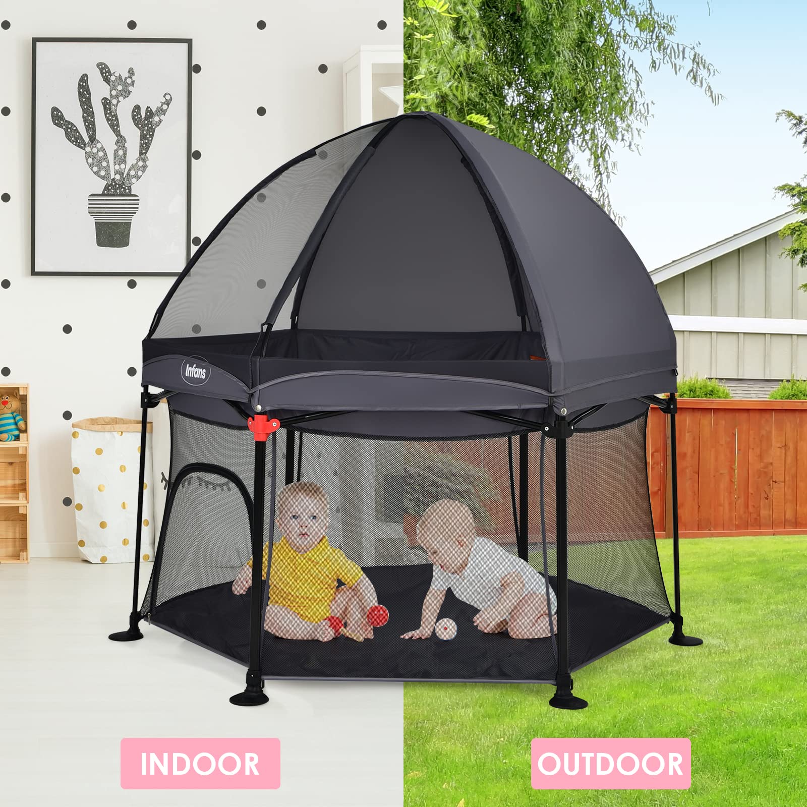 Hiccapop Portable Outdoor Play Yard Kids Outdoor Baby Pen Baby