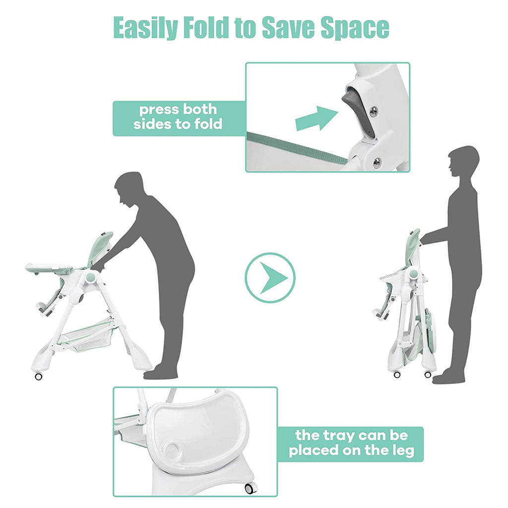 High Chair with One-Hand Removable TrayFoldable for Baby INFANS
