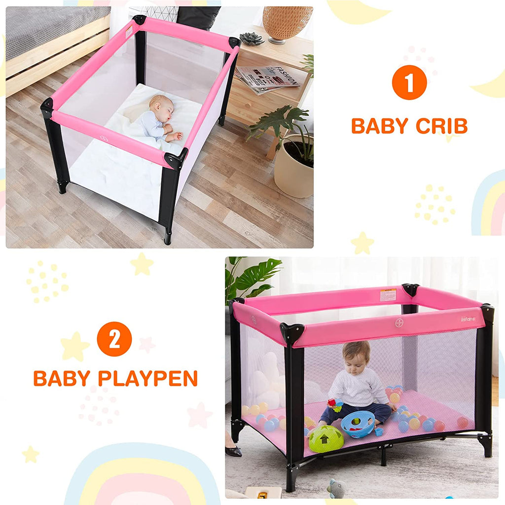 Portable Playard with 50pcs Ball Pit Balls Playpen Activity Center INFANS