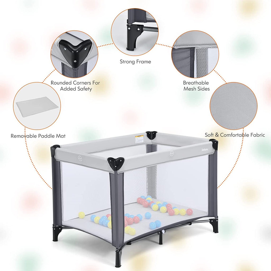 Portable Playard with 50pcs Ball Pit Balls Playpen Activity Center INFANS