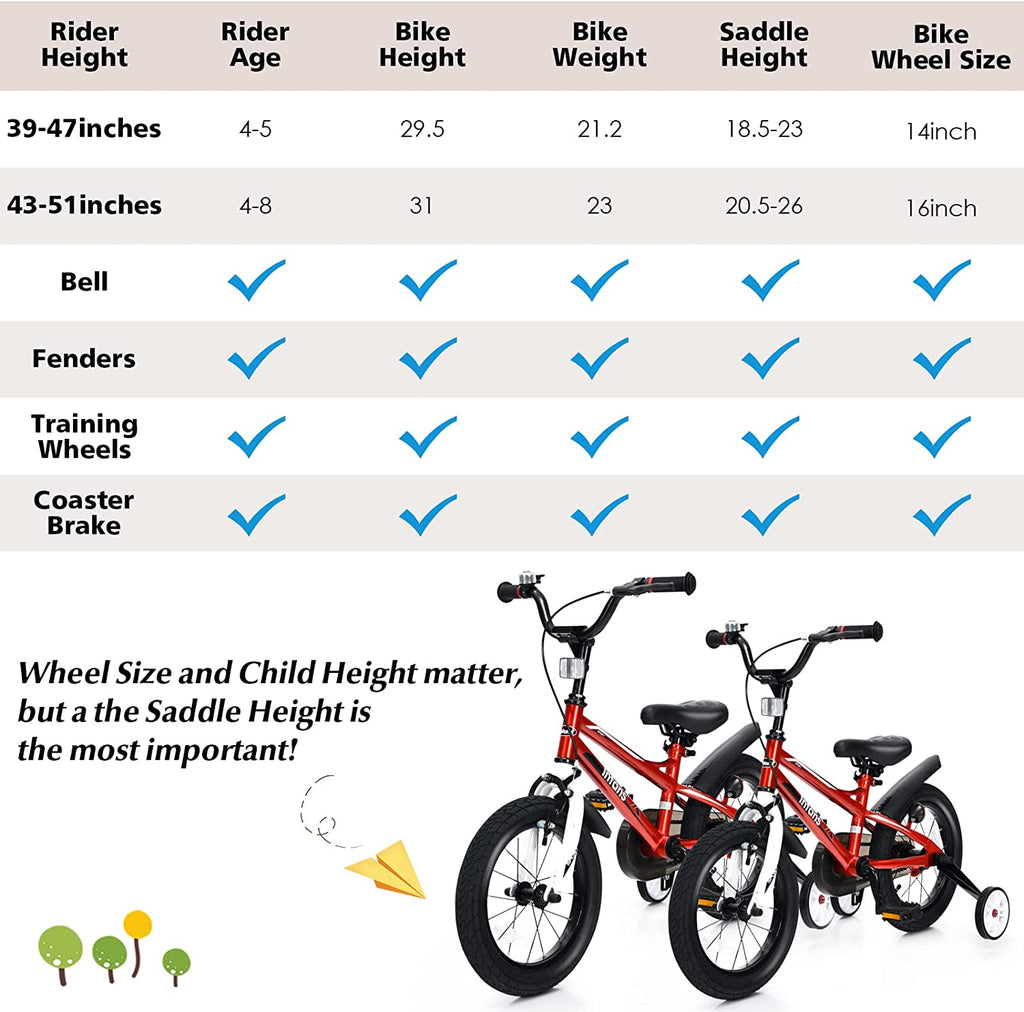 Kids Bike Boys Girls 14 16 Inch with Balance or Training Wheels INFANS