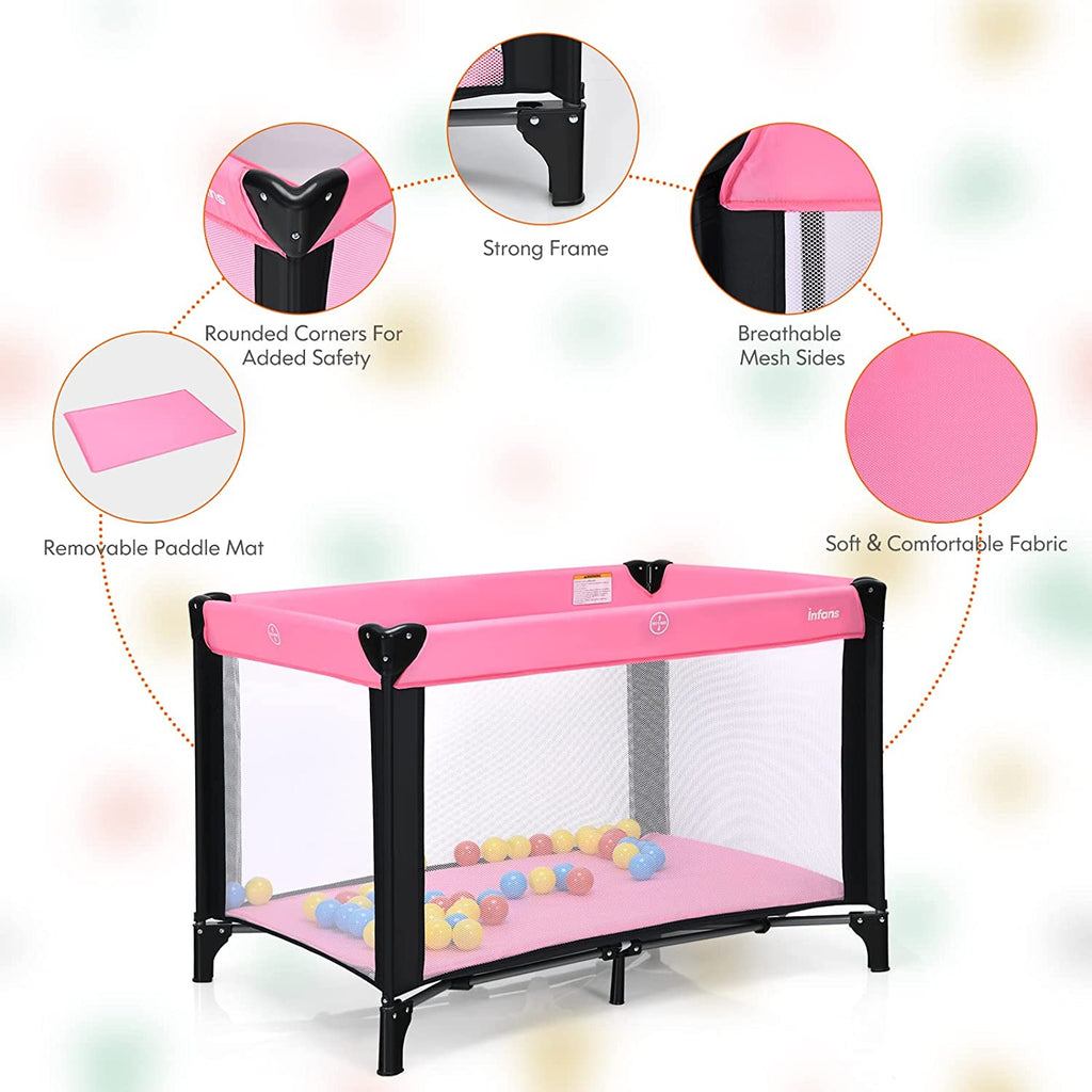 Portable Playard with 50pcs Ball Pit Balls Playpen Activity Center INFANS