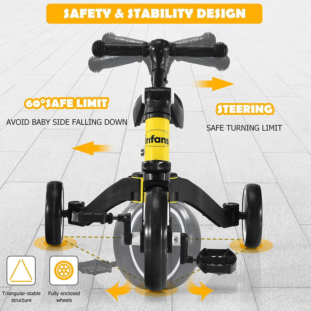 Kids 3 Wheels Tricycles  Wheels with Detachable Pedal INFANS