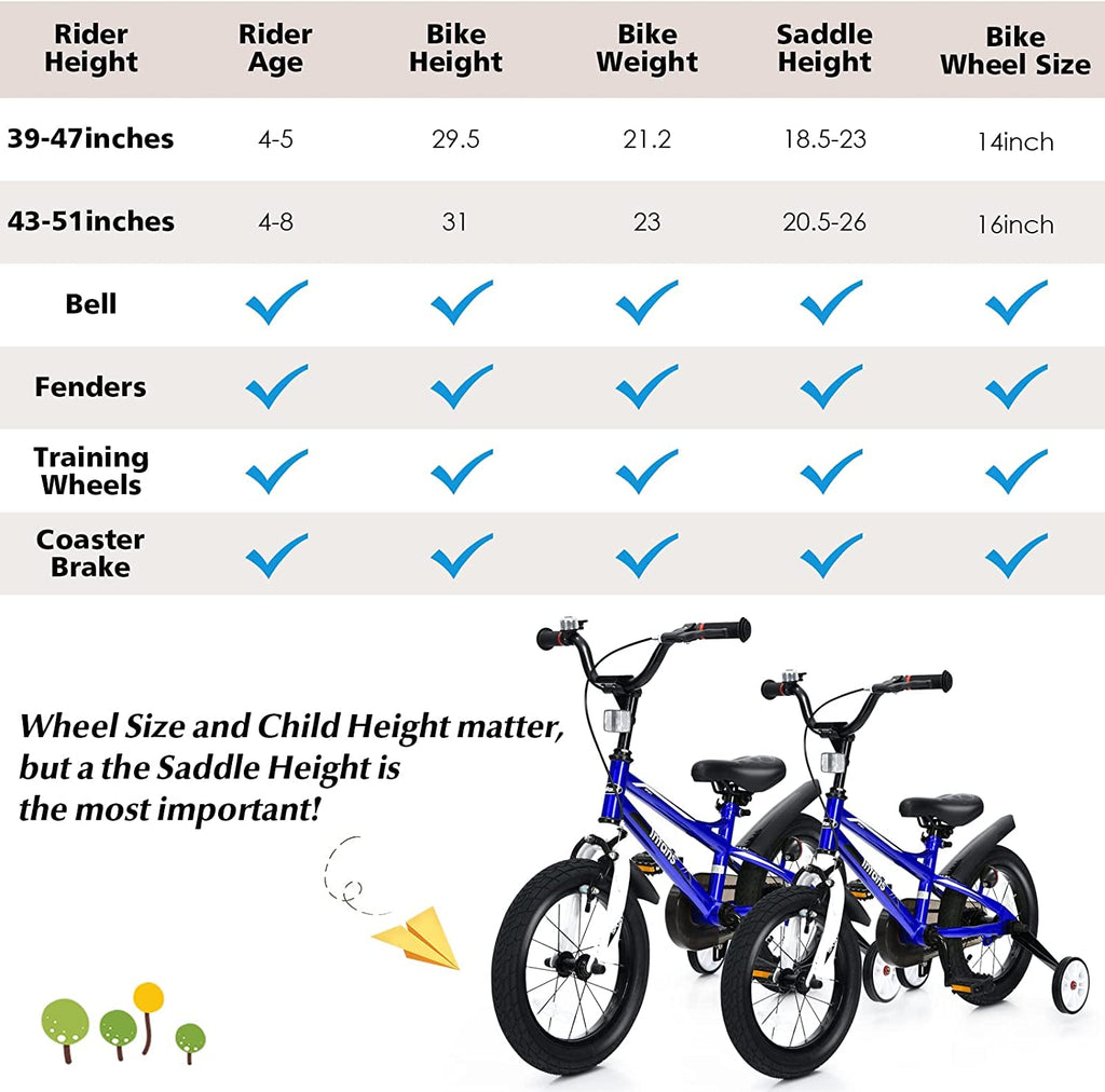 Kids Bike Boys Girls 14 16 Inch with Balance or Training Wheels INFANS