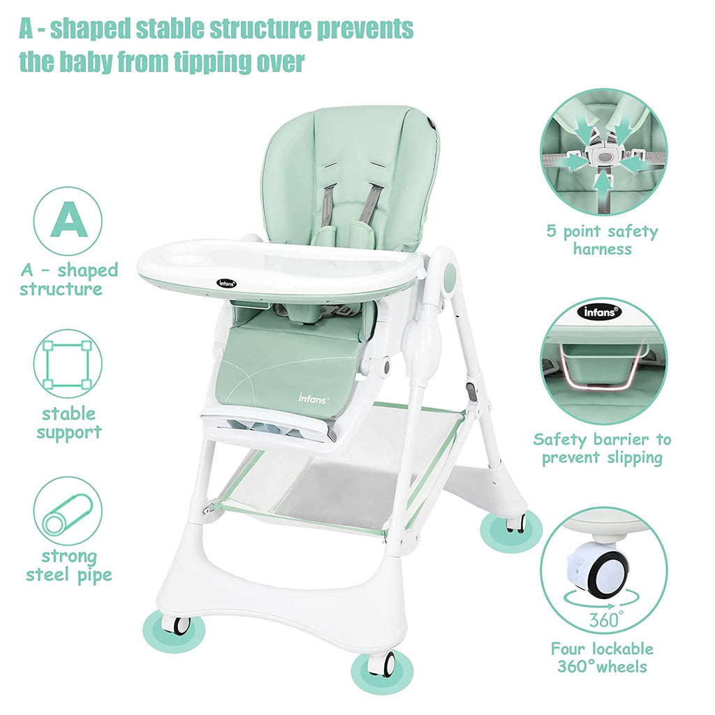 High Chair with One-Hand Removable TrayFoldable for Baby INFANS