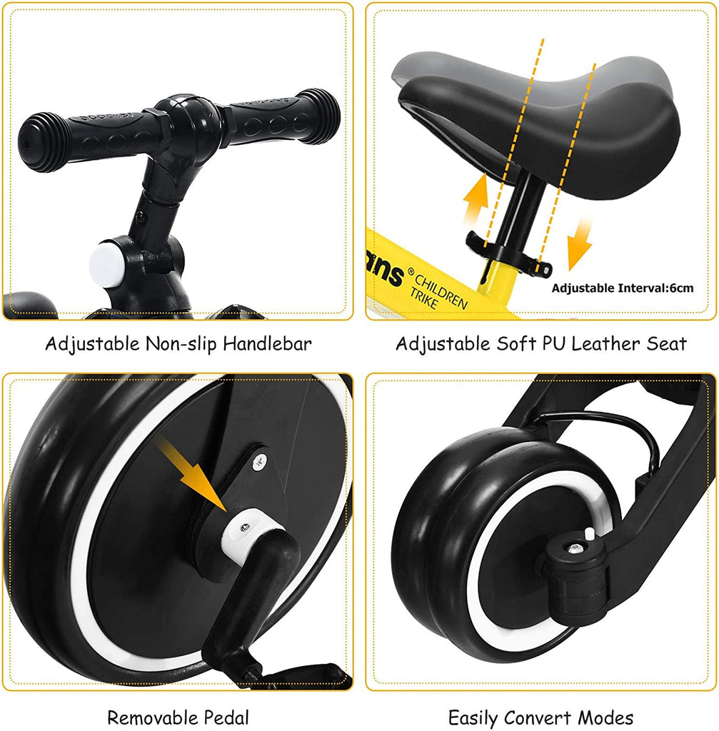 Kids 3 Wheels Tricycles  Wheels with Detachable Pedal INFANS