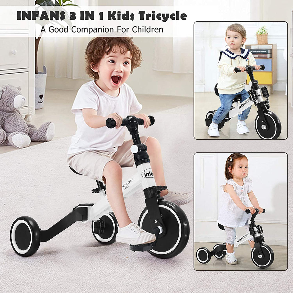 Kids 3 Wheels Tricycles  Wheels with Detachable Pedal INFANS
