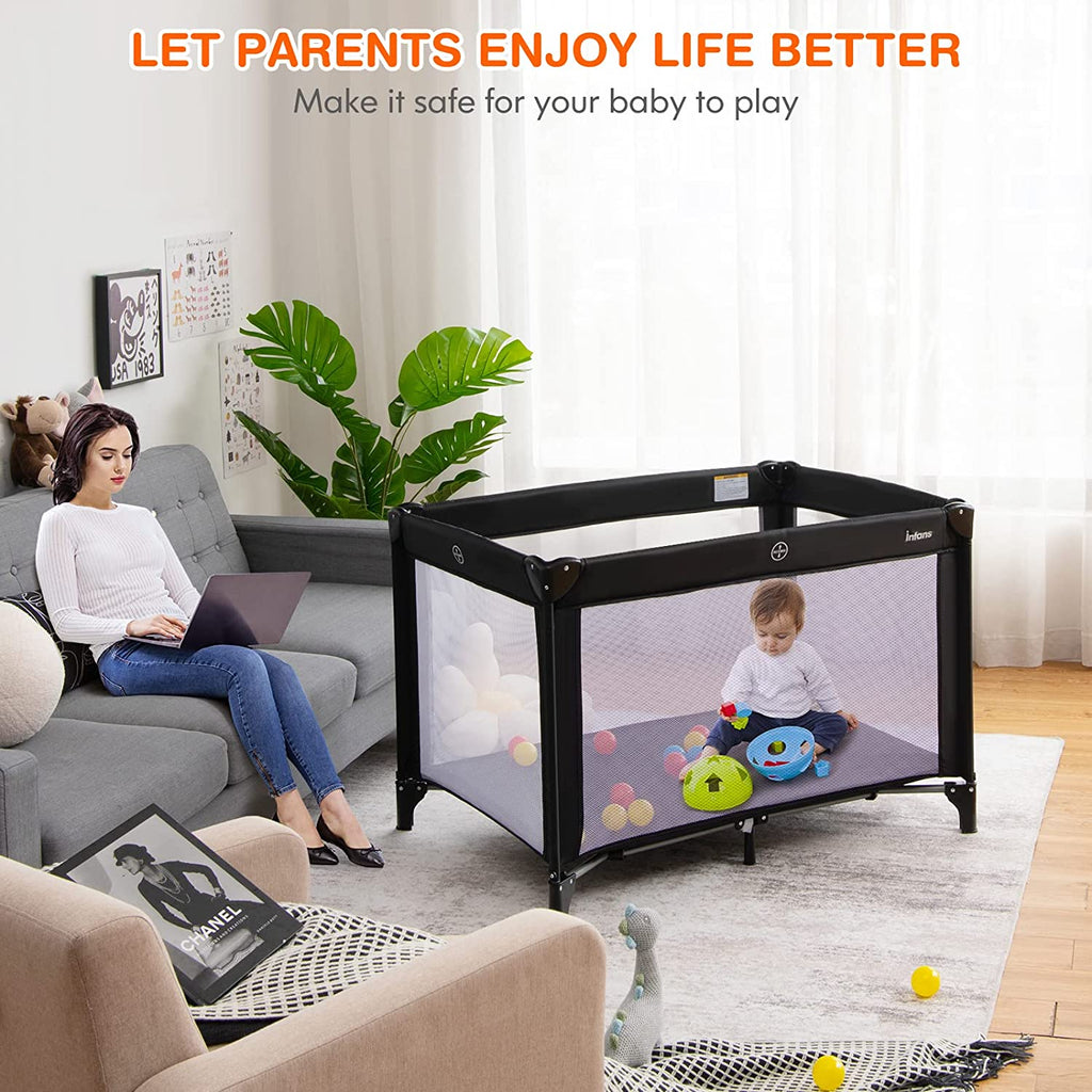 Portable Playard with 50pcs Ball Pit Balls Playpen Activity Center INFANS