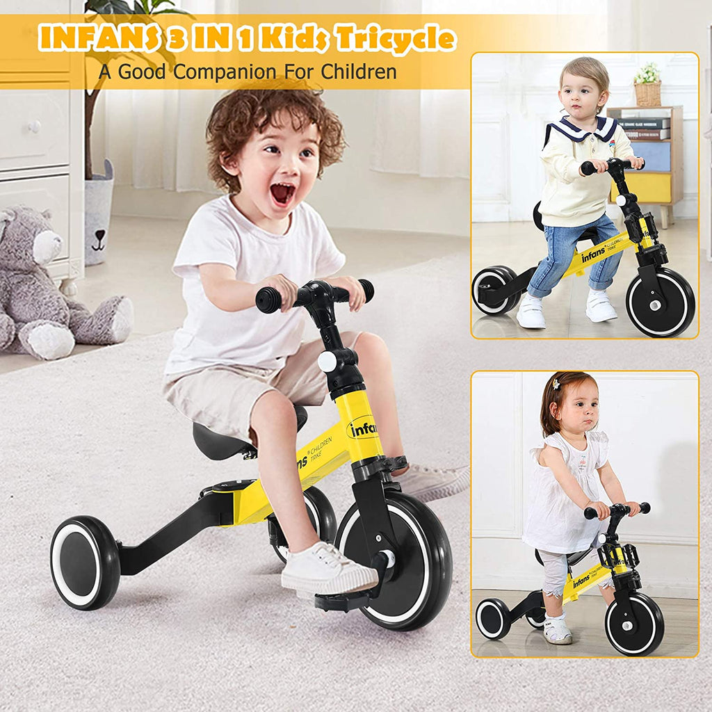 Kids 3 Wheels Tricycles  Wheels with Detachable Pedal INFANS