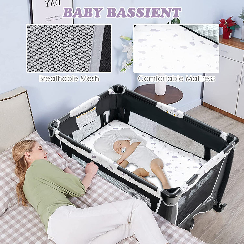4-in-1 Portable Nursery Center for Baby Kid Infant Comfortable Playard with Bassinet INFANS