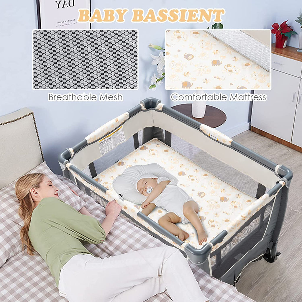 4-in-1 Portable Nursery Center for Baby Kid Infant Comfortable Playard with Bassinet INFANS