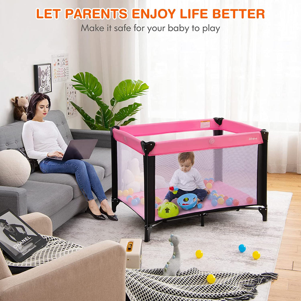 Portable Playard with 50pcs Ball Pit Balls Playpen Activity Center INFANS