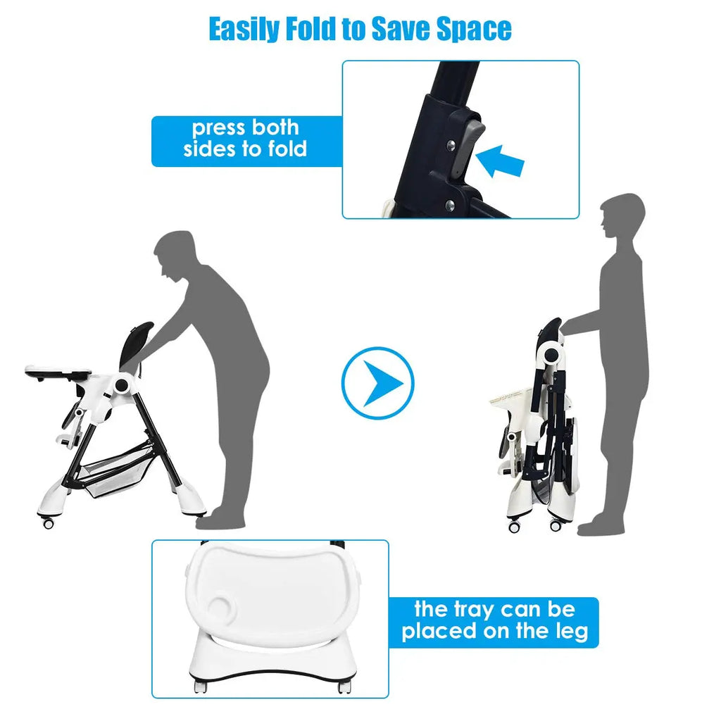 High Chair with One-Hand Removable TrayFoldable for Baby INFANS