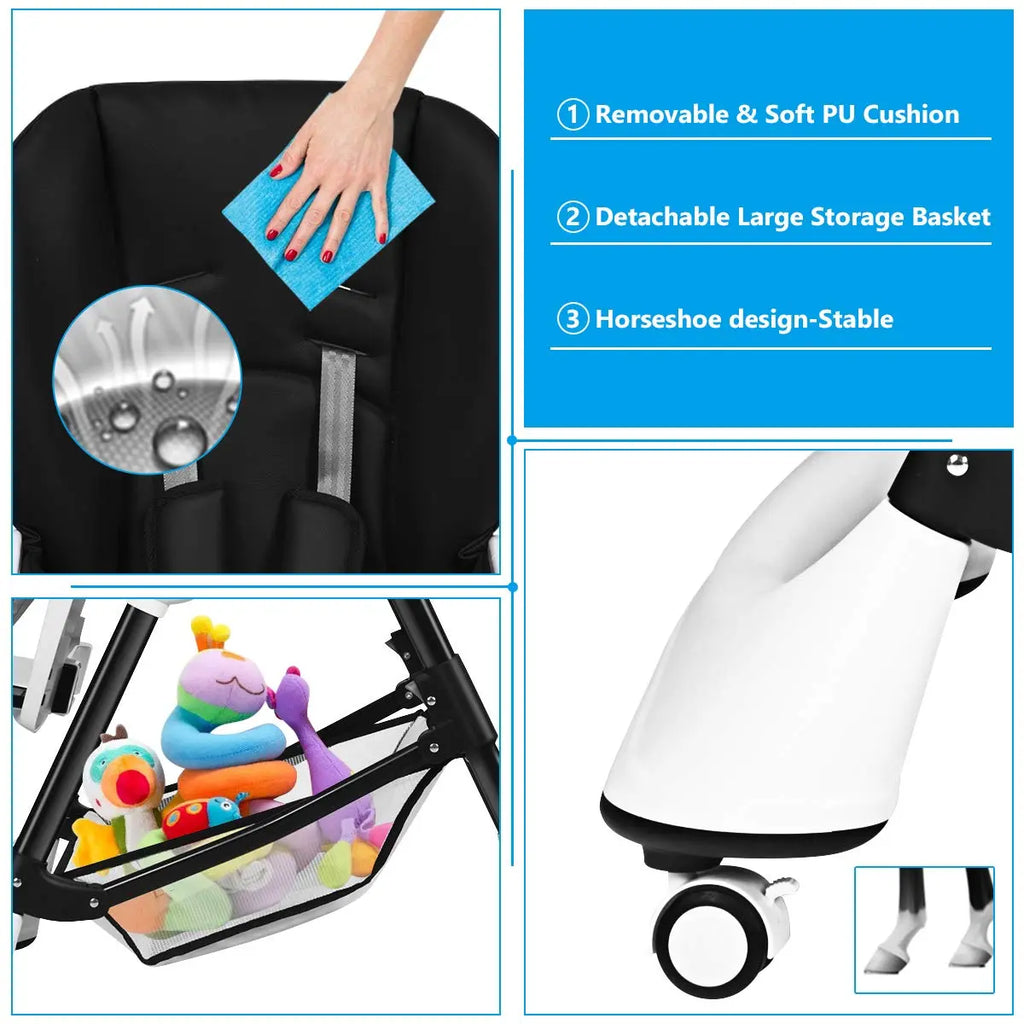 High Chair with One-Hand Removable TrayFoldable for Baby INFANS
