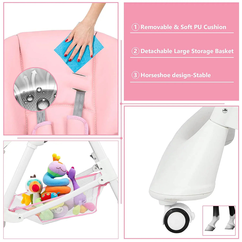 High Chair with One-Hand Removable TrayFoldable for Baby INFANS