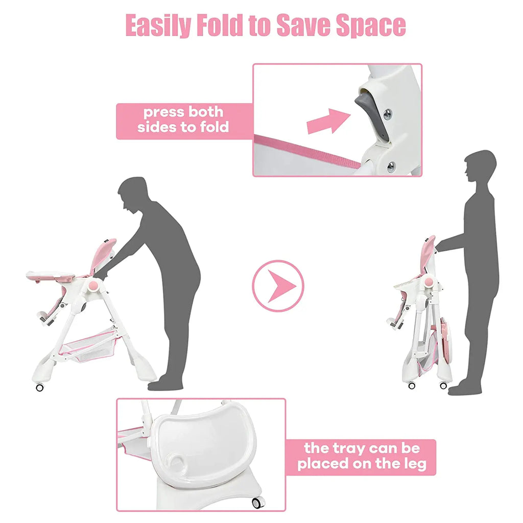 High Chair with One-Hand Removable TrayFoldable for Baby INFANS