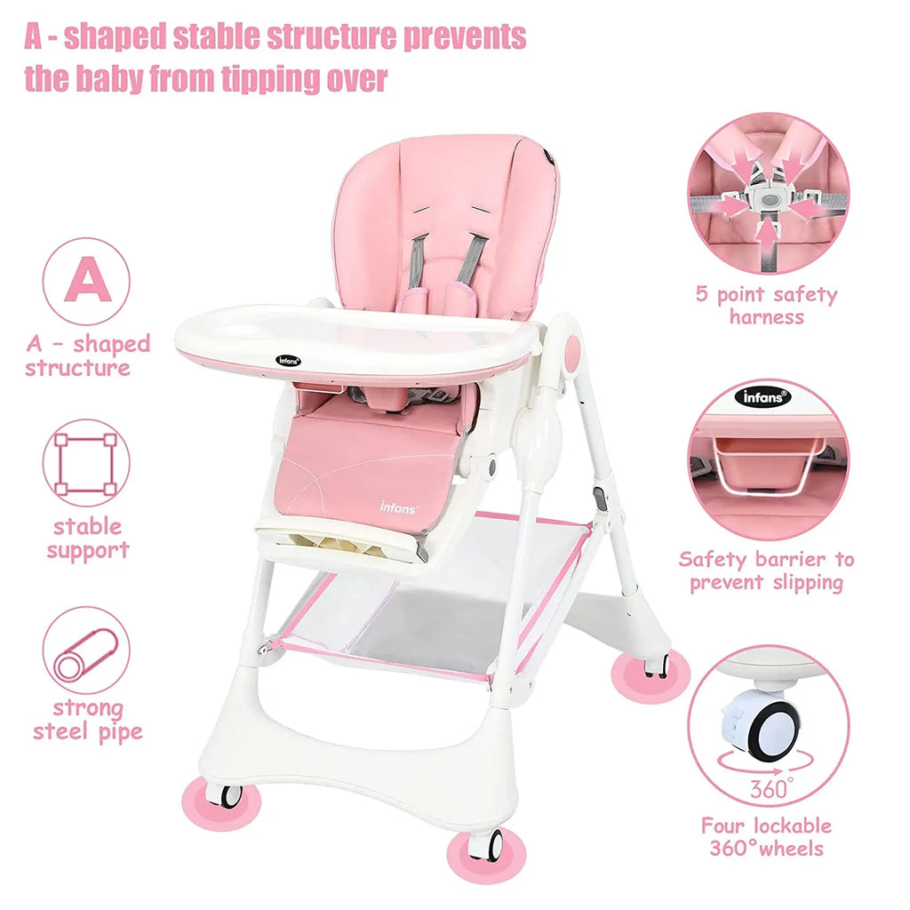 High Chair with One-Hand Removable TrayFoldable for Baby INFANS