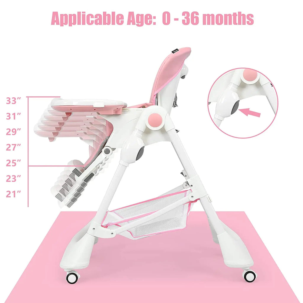 High Chair with One-Hand Removable TrayFoldable for Baby INFANS