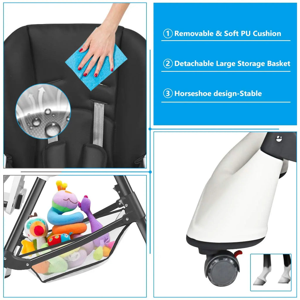 High Chair with One-Hand Removable TrayFoldable for Baby INFANS