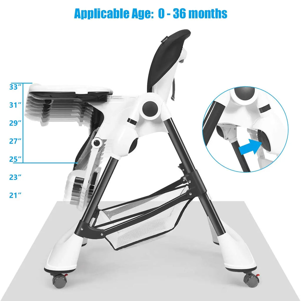 High Chair with One-Hand Removable TrayFoldable for Baby INFANS