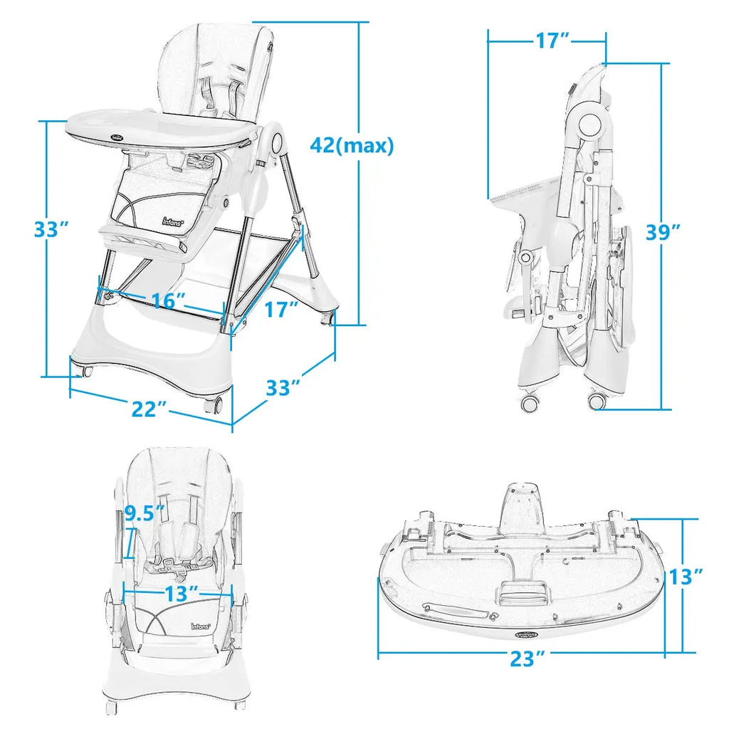 High Chair with One-Hand Removable TrayFoldable for Baby INFANS