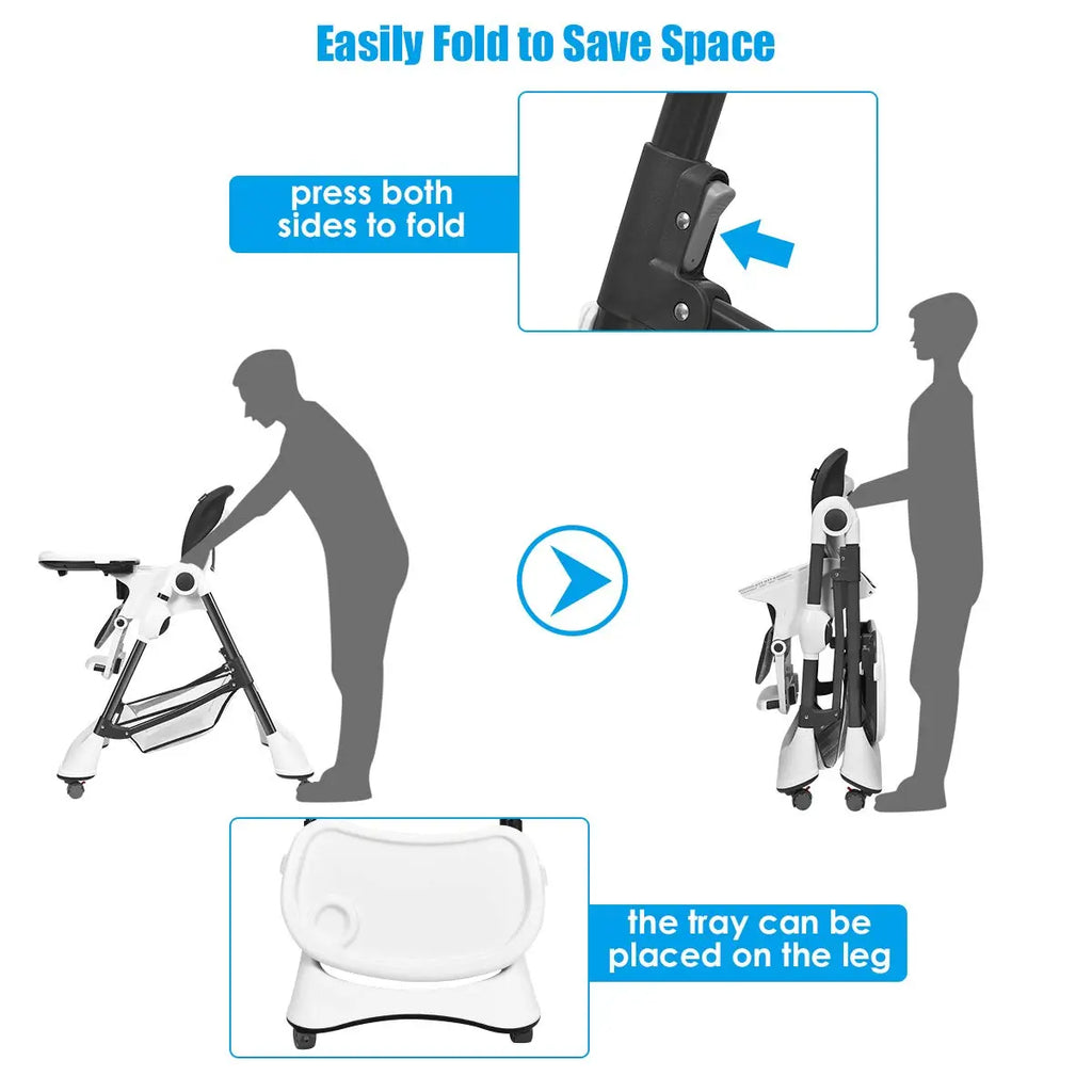 High Chair with One-Hand Removable TrayFoldable for Baby INFANS
