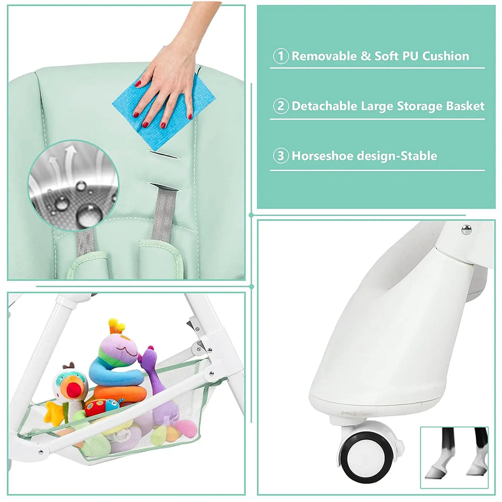 High Chair with One-Hand Removable TrayFoldable for Baby INFANS