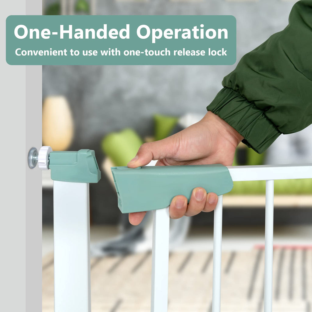 INFANS Baby Gate 27.5’’-47’’, Auto Close Safety Banister for Kids and Pets, Easy Step Extra Wide Tall Child Dog Gates INFANS