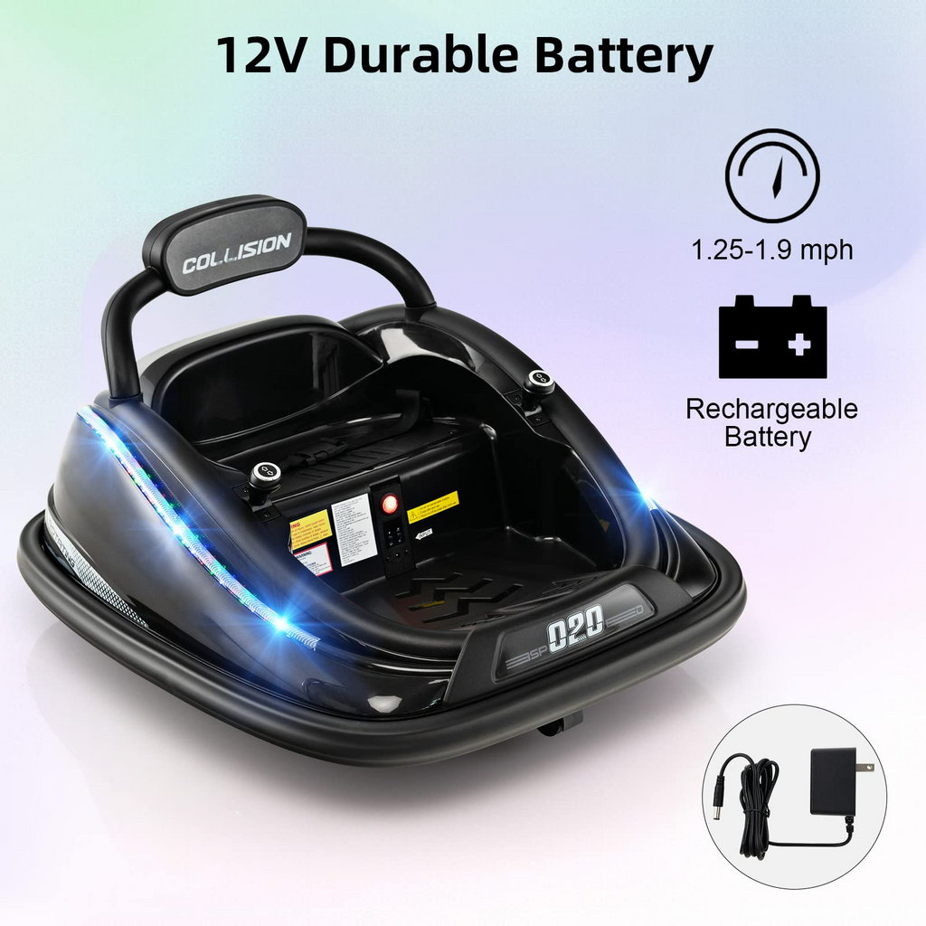 INFANS Bumper Car for Toddlers, 12V Kids Electric Ride on Toy with Remote Control INFANS